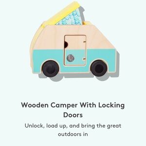 Lovery Montessori Wooden Camper Toy with Locking Doors - Blue and Yellow car